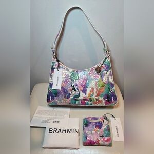 NWT Set Brahmin Esme Daylily Shoulder Bag Jane Wallet Credit Card Holder
